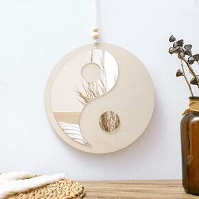 Artilady Macrame Hanging Wall Mirror - Boho Fringe Round Handmade Decorative Acrylic Mirror for Apartment Living Room Bedroom Baby Nursery Home Decor (Leaf)