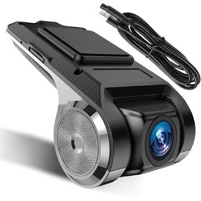 USB Car DVR Camera Video Recorder, Loop Recording ADAS, USB Dash Cam, with 32GB SD Card 24H Parking Mode Driving Recorder LDWS FCWS Dash Cam for Android Radio Stereo GPS DVD, Night Vision Full HD