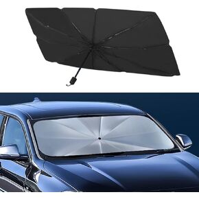 Car Windshield Sun Shade Umbrella, Foldable UV Rays Protector & Heat Block Reflector Retractable Front Window Sun Shades Umbrella Shield (57 * 29.5inch, Large)