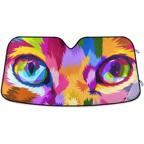 Car Windshield Sun Shade Foldable, Wolf Sun Shade for Car Truck Window Front Windshield, Blocks UV Rays Sun Visor Protector Sun Heat Reflector to Keep Your Vehicle Cool, S