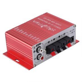 Mini Car Auto Amplifier, Car Radio Stereo, Car Stereo Audio Amplifier, Mini Digital Car Auto Amplifier HiFi Audio Music CD DVD MP3 FM Player (Red)