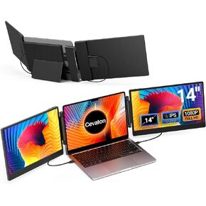 Laptop Screen Extender, 12"" 1080P Portable Monitor for Laptops, Fit for 13-17"" with USB-C/HDMI Port, Plug and Play for Windows/Mac/Android/Switch, Black
