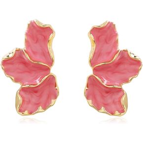 Big Flower Earrings for Women Irregular Petal Earrings Unique Statement Earrings Enamel Earrings Flower Jewelry Gift