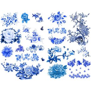 Seasonstorm Blue China Ink Painting Precut Decoration Album Planner Stickers Scrapbooking Diary Sticky Paper Flakes (PK543)
