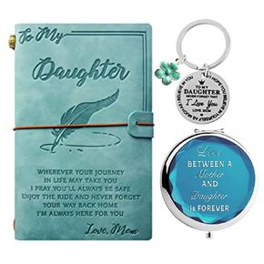 Daughter Gift from Mom,Birthday Gift for Daughter from Mom,To My Daughter Journal from Mom,Daughter Compact Mirror,Daughter Keychain from Mom,To My Daughter Gift from Mom
