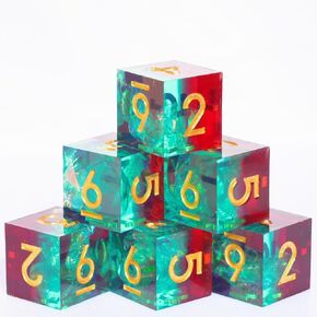 6PCS 16mm D6 Resin dice Set Dice for DND Dungeons and Dragons Role Playing Game (Azure + Purple)