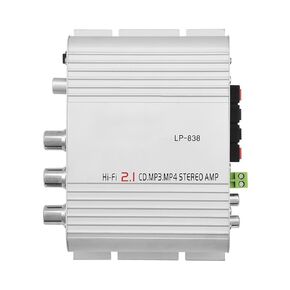 Power Amplifier, Mini HiFi 2.1 Stereo Bass Digital Amplifier, 15W x 2 RMS Output Audio Amp with & 3.5mm Audio Input for Home/Auto (Silver)