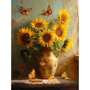 Bilowk Sunflower Diamond Painting Kits for Adults, Full Drill Diamond Dots Paintings DIY Crafts Kits for Wall Wedding Home Decor Gifts (12x16inch)