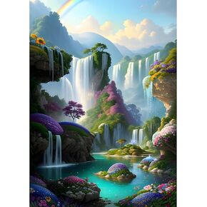 مجموعات الرسم الفني الماسي 5D من MOGTAA للبالغين، مجموعات رسم الماس للمناظر الطبيعية للمبتدئين، مجموعات نقاط الماس الحفر الكاملة الفن والحرف اليدوية لديكور المنزل 12 × 16 بوصة in Kuwait