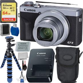 Canon PowerShot G7 X Mark III Digital Camera (Silver #3638C001) with Basic Starter Bundle (Renewed)