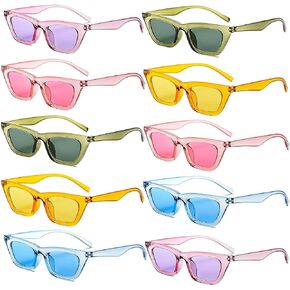 Fsmiling Womens Sunglasses Bulk Cat Eye Party Sunglasses Retro Vintage Narrow Cateye Sunglasses Shades Set