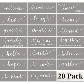 Inspirational Stencils for Painting on Wood - 20 Pack Large Inspirational Words Saying Stencil Templates for Wood Signs, Reusable Family Motivational Letter Stencils for Wall Art & Home Decorations