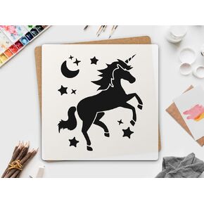 Unicorn Stencil 10 х 10 inch - Reusable Stencils for Painting and Crafts Unicorn Stencil for Painting on Wood, Canvas, Paper, Fabric, Walls and Furniture