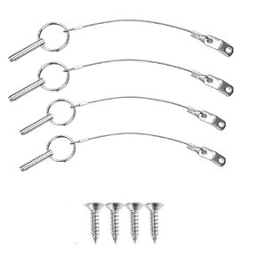 316 Stainless Steel Quick Release Pin for Bimini top, Diameter 3/16", Usable Length 2", Marine Bimini Top Pin with Lanyard & Free Screws (4)