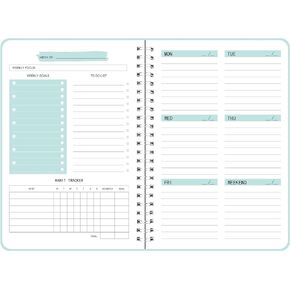 Weekly Planner with Habit Tracker Undated 52 Weeks To Do List Notebook Spiral Weekly Planner Notebook for Weekly Goals Priorities Work Planner, 5.8" x 8" Pink