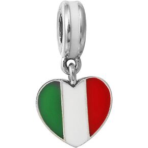 Best Wing Jewelry "Italy Flag on Heart" Charm Bead