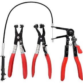 3Pc Hose Clamp Removal Tool Kit with Long Wire Spring Hose Clamp for Car Coolant Radiator Heater and Water Hose with Flat or Large Clamps