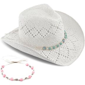 Women's Western Cowgirl Hat Men's Cowboy Hat Straw Cowboy Hat Woven Sun Hat Western HatUnique Two Decorative Bands