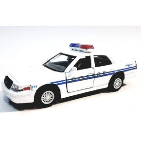 Kinsmart Ford Crown Victoria White & Blue Training Police Dept Squad Car 142 O Scale Diecast Interceptor, Small