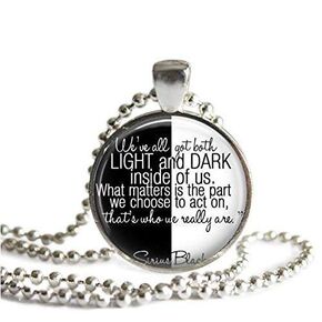 Harry Potter Sirius Black Light and Dark Quote 1 Inch Silver Plated Pendant Necklace