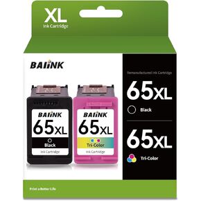 Remanufactured Ink Cartridge Replacement for HP Ink 65 HP 65XL for 3755 3700 3752 3772 2600 2622 2652 2655 5055 5000 5052 5014 100 120 130 Printer (Black and Color 2-Pack)