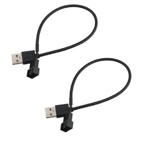 2PCS 30cm Black USB to 3-Pin / 4-Pin PWM 5V USB Sleeved Fan Power Adapter Cable Case Fan Adapter Connector Cable Case Fan Power Supply Cable Computer Cooler Cooling Fan Power Cable