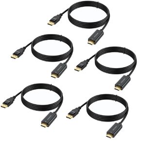 كابل DisplayPort إلى HDMI بطول 3 أقدام 5 حزم، منفذ عرض 4K إلى كابلات HDMI أحادي الاتجاه DP إلى سلك HDMI لأجهزة Dell، والشاشة، وجهاز العرض، وسطح المكتب، وAMD، وLenovo، وHP، وThinkPad والمزيد