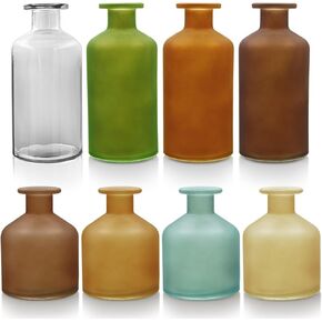 WDHODEC Amber Glass Bud Vases for Flowers, Small Glass Vases for Centerpieces Set of 4, Mini Bulk Flower Vases for Wedding Party Events Home Decor Floral Arrangements, Apothecary Jars