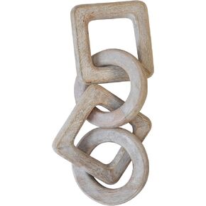 Creative Co-Op Mango Wood Chain Décor, Whitewashed Decor, Natural