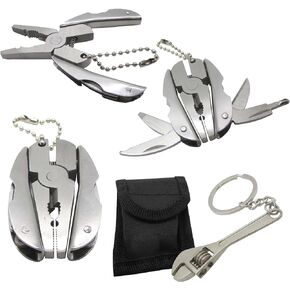 Multifunctional Stainless Steel Pliers & Mini Wrench Tool Set - Compact 5-in-1 Multipurpose Pliers & Wrench Set with Sheath - Tool Kit for Camping, Auto, Outdoor - Durable, EDC Multi Tool Set