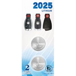 2Pack CR2025 Remote Key FOB Battery Replacement for Mercedes Benz Accessories MB 1995-2015 IYZ-3312 IYZ3312 IYZDC and P/N's: 5WK47283 20490562029999 20490511049999 (Fits 2, 3 or 4 Button)