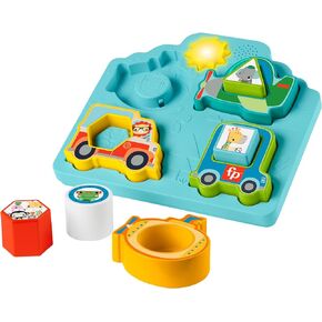 Fisher-Price Baby Sorting Toy Shapes & Sounds Vehicle Puzzle with Music & Lights for Fine Motor Play, Ages 9M+