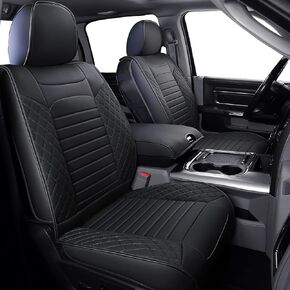LUCKYMAN CLUB X01-BHX Ram 1500 2500 3500 Seat Covers FullSet, Fit Some 2011-2023 Crew Quad Cab, with Waterproof Faux Leather (01-Full Set, Black)