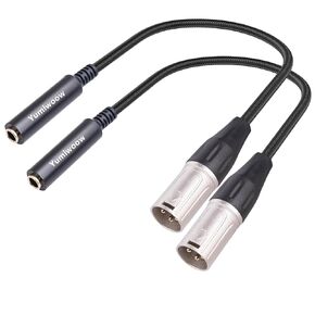 XLR Male to 1/4" Female Cable,2Pack 3 Pin Male to 6.35mm Socket Audio Cord, XLR Plug to TS/TRS Quarter inch Adapter Connector Converter Metal Construction 30CM/1FT