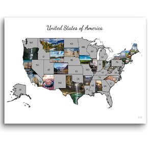 Wholesome Home Goods US Scratch Off Map Poster with Photos Underneath of all 50 States Scratch Off Map in the USA Map of Travels Poster 24 x 18 Inches