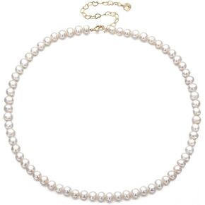 Pearl Choker Necklace 6/8mm for Women Men Dainty Round Imitation Pearl Choker Necklace Wedding Pearl Necklace Delicate Jewelry for Women Simple Bridesmaid Jewelry Gifts