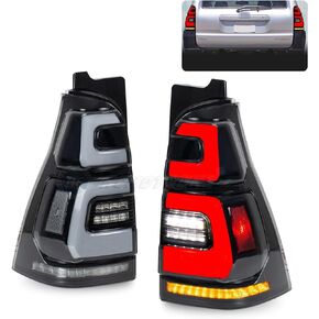 HCmotion LED Tail Lights Clear For Toyota 4Runner 4th GEN 2003-2009,Tail Lamp Assembly with Start Up Animation,Full LED with Sequential Turn Signal
