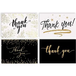 Better Office Products Thank You Cards with Envelopes (100 Pack), 4 x 6 inch, 4 Cover Designs, Blank Inside, All Occasions, Baby Showers, Graduation, and Weddings, Elegant Collection, 100 Pack
