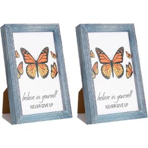 wyooxoo 5x7 Picture Frame, Rustic Solid Wood Photo Frames - Horizontal and Vertical for Wall and Tabletop - Set of 2 (Carbonized Brown)
