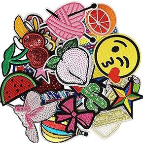 25pcs Assorted Kid Sew On/Iron On Patch Applique Clothes Dress Plant Hat Jeans Sewing Flowers Applique DIY Accessory