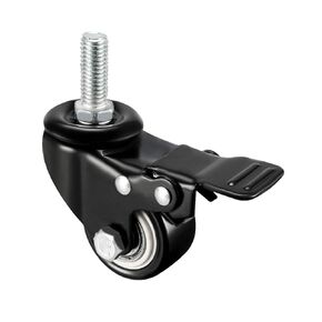 uxcell Swivel Casters 2 Inch PU M10 x 25mm Threaded Stem Swivel Caster Wheels with Brake, 396lb Total Load Capacity, Pack of 4