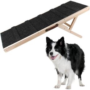 Dog Ramp, Wooden Adjustable Pet Ramp for All Dogs and Cats, 38" Long Ramps with 7 Height from 12" to 22", Non-Slip Folding Dog Car Ramps for SUV, Bed, Couch