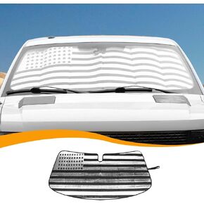 Hoolcar Windshield Sunshade Ultra Reflective Fabric Foldable Car Sun Visor Blocking UV Rays, Sun Heat Sun Shield Custom-fit Fit for Ford F150 2009-2014, American Flag