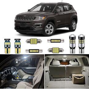 11 Piece CANBUS LED Interior Lights Kit for Jeep Compass 2017 2018 2019 2020 Super Bright 6000K White Interior LED Light Bulbs Package + Install Tool