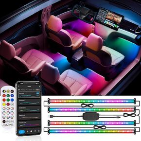 مجموعة Sanwo Underglow للسيارات والشاحنات وسيارات الدفع الرباعي، 6 قطع سيارة Underglow LED شديدة التحمل من خلال الأنابيب، 142 وضع إضاءة لمطاردة الألوان الديناميكية، مزامنة موسيقى التطبيق، IP68 مقاومة للماء فائقة السطوع وطويلة