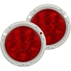 2PCS أضواء الذيل الأحمر لشبه شاحنة LED جولة توقف أضواء الفرامل موقف مصباح 4 بوصة أضواء مقطورة مع 6 LED الخلفية مقطورة ضوء السيارة عكس أضواء لFreightliner Cascadia 2018-up 12V
