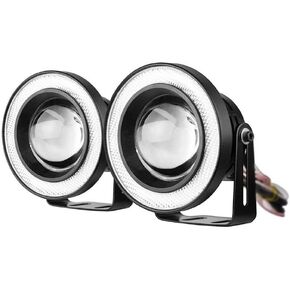 ESUPPORT 2Pcs 3.5" 12V 30W COB LED Fog Light Projector Car White Angel Eyes Halo Ring DRL Lamp Headlight Driving Bulbs