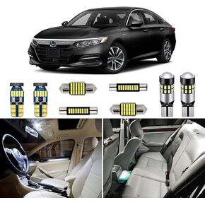 6 Piece White Interior LED Lights Kit for Honda Accord 2018 2019 2020 2021 2022 Super Bright 6000K Interior Map Dome Vanity Mirror Trunk LED Light Bulbs Package + Install Tool
