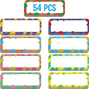 Magnetic Blank Labels, 24 PCS Dry Erase Reusable Neon Name Tag Magnets with Colorful Frame in 6 Colors for Whiteboard, Locker, Fridge, School, Office, Home (Each Measures 3.6" x 3.6")