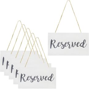 Darware Hanging Wooden Reserved Signs (6-Pack); Rustic Style Wood Signs for Weddings, Special Events, and Functions to Hang on Chairs, in Doorways